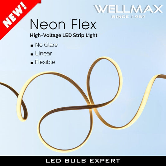 Wellmax Neon LED Strip Light, 9 W/m, Waterproof, Warm White