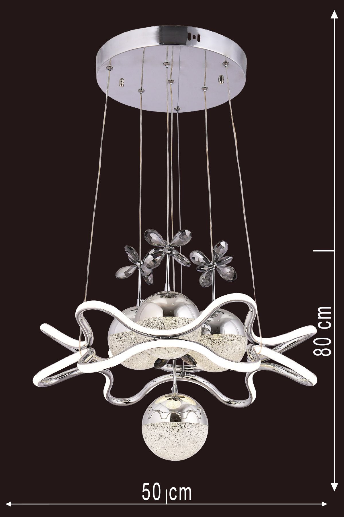 HR046 Modern Crystal Stone Chandelier (Chrom) with Remote Control