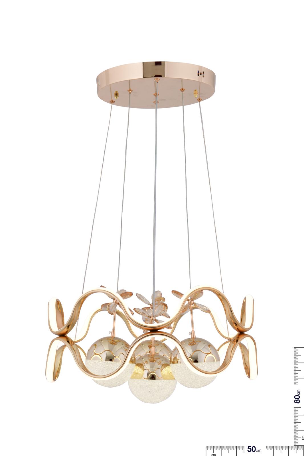 HR050 Modern Crystal Stone Chandelier (Gold) with Remote Control