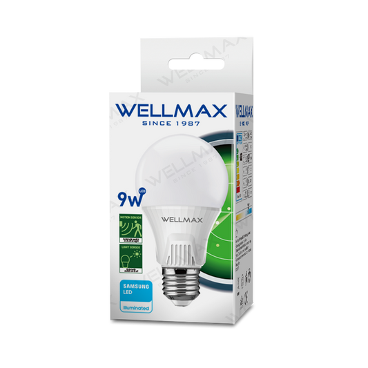 Wellmax LED A Bulb, Ballet Series, 9W With Motion Sensor, Cool White