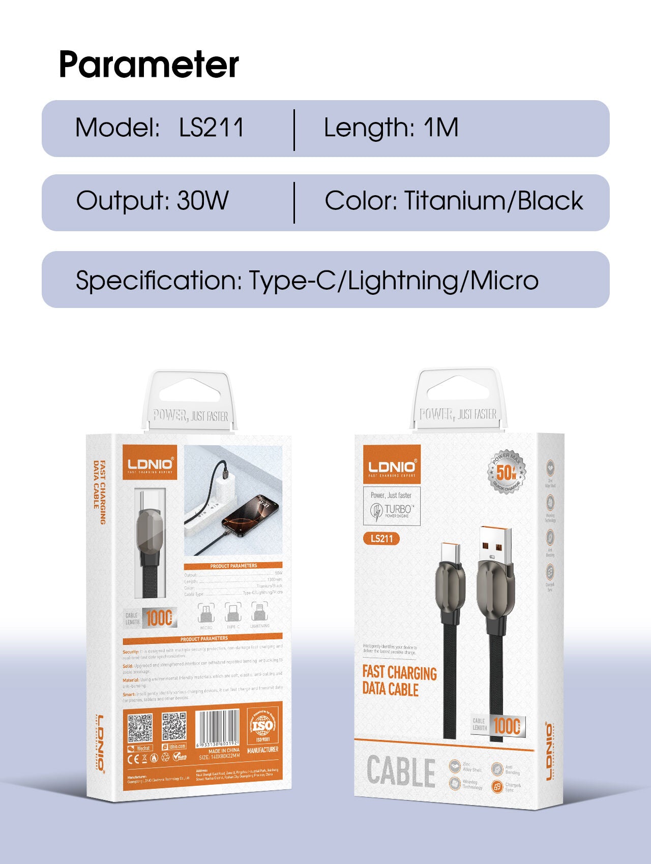 LDNIO USB Cable 30W LS211