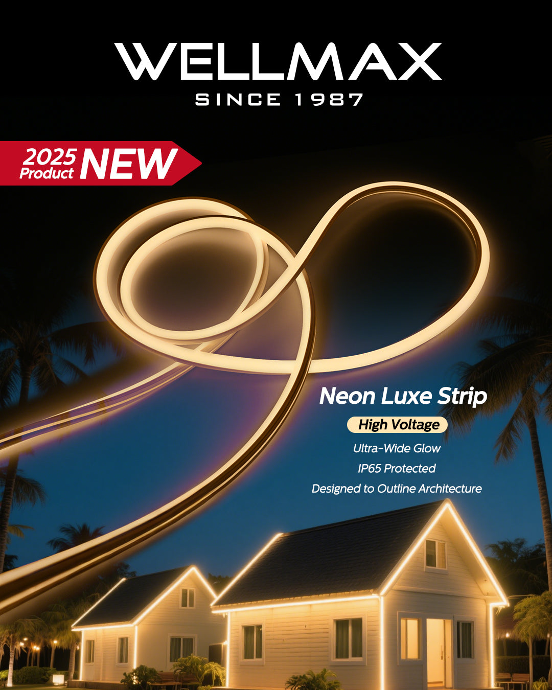 Wellmax Neon LED Strip Light, 9 W/m, Waterproof, Warm White – Litey Store