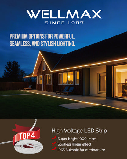 Wellmax LED Strip Light, 11 W/m – Waterproof, Warm White
