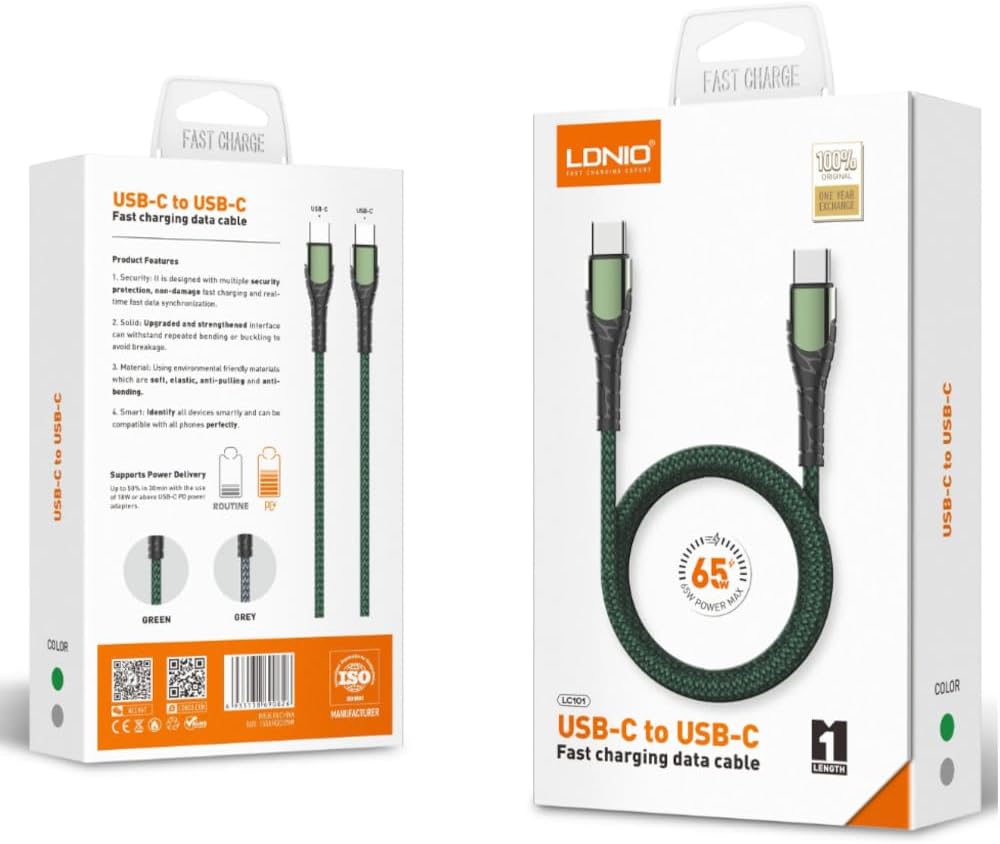 LDNIO Type C-C Cable 65W LC101