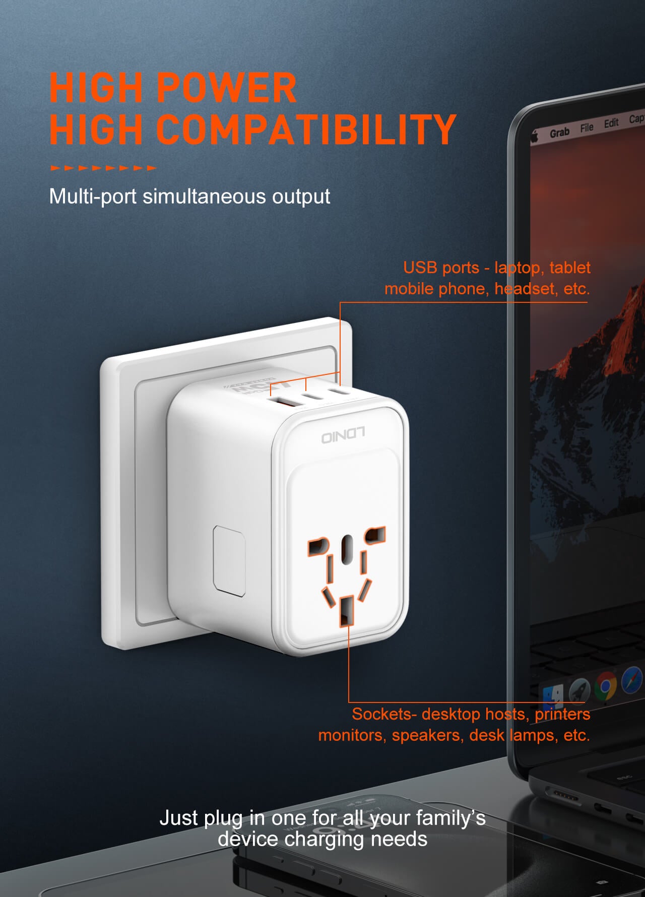 LDNIO Travel Adapter with PD 45W Z8