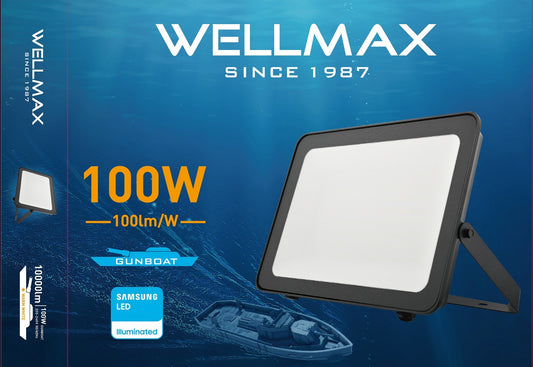 Wellmax Gunboat LED Flood Light, 100W, Warm White